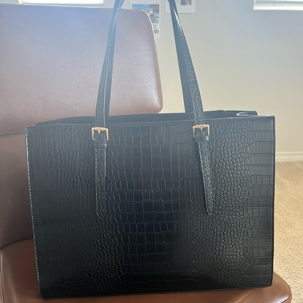 Beautiful black croc work tote